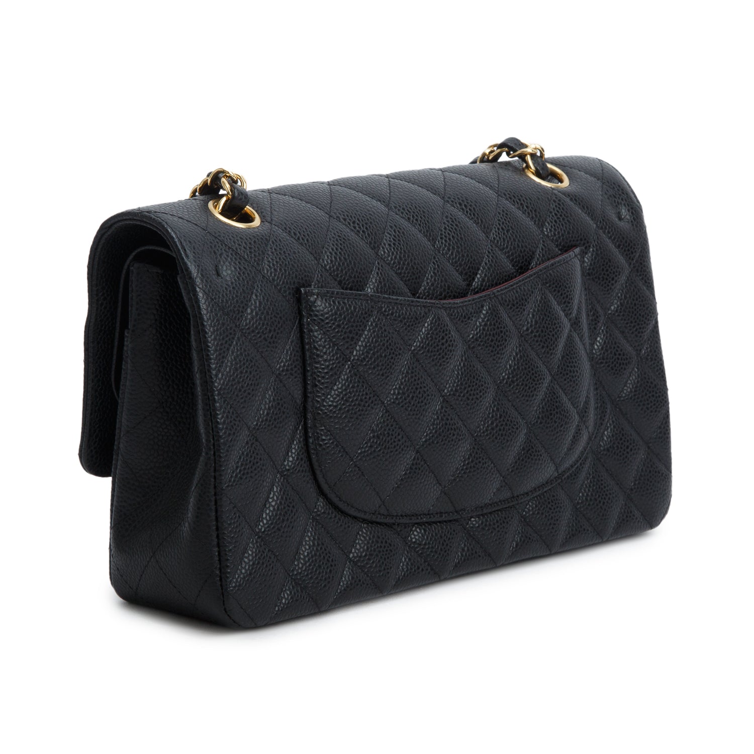 Chanel Black Caviar Leather Classic Medium Double Flap Bag w/ Authenticity Card