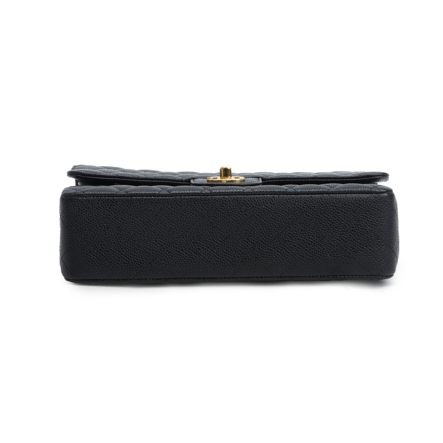 Chanel Black Caviar Leather Classic Medium Double Flap Bag w/ Authenticity Card