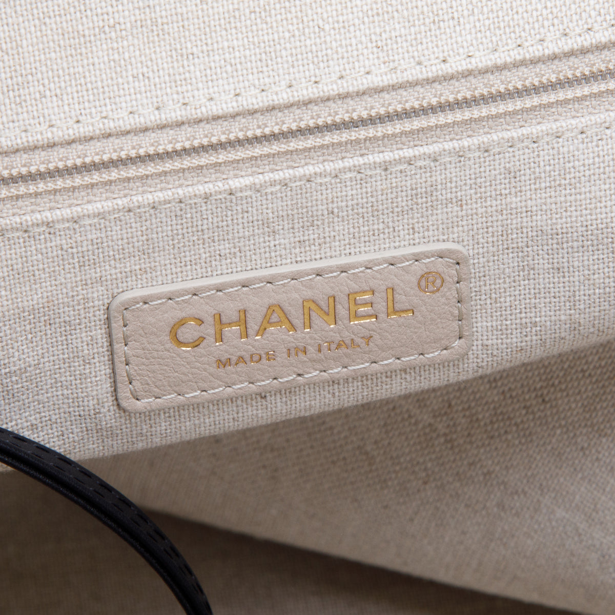 Chanel Beige Mixed Fibers Calfskin Medium Deauville Shopping Tote w/ Pouch