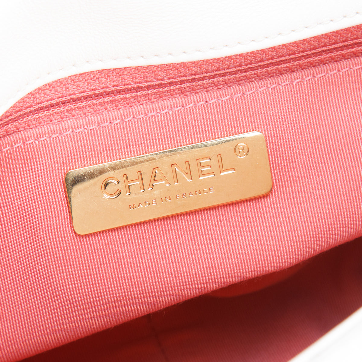 Chanel 2020 White Lambskin Leather Medium 19 Flap Bag w/ Authenticity Card