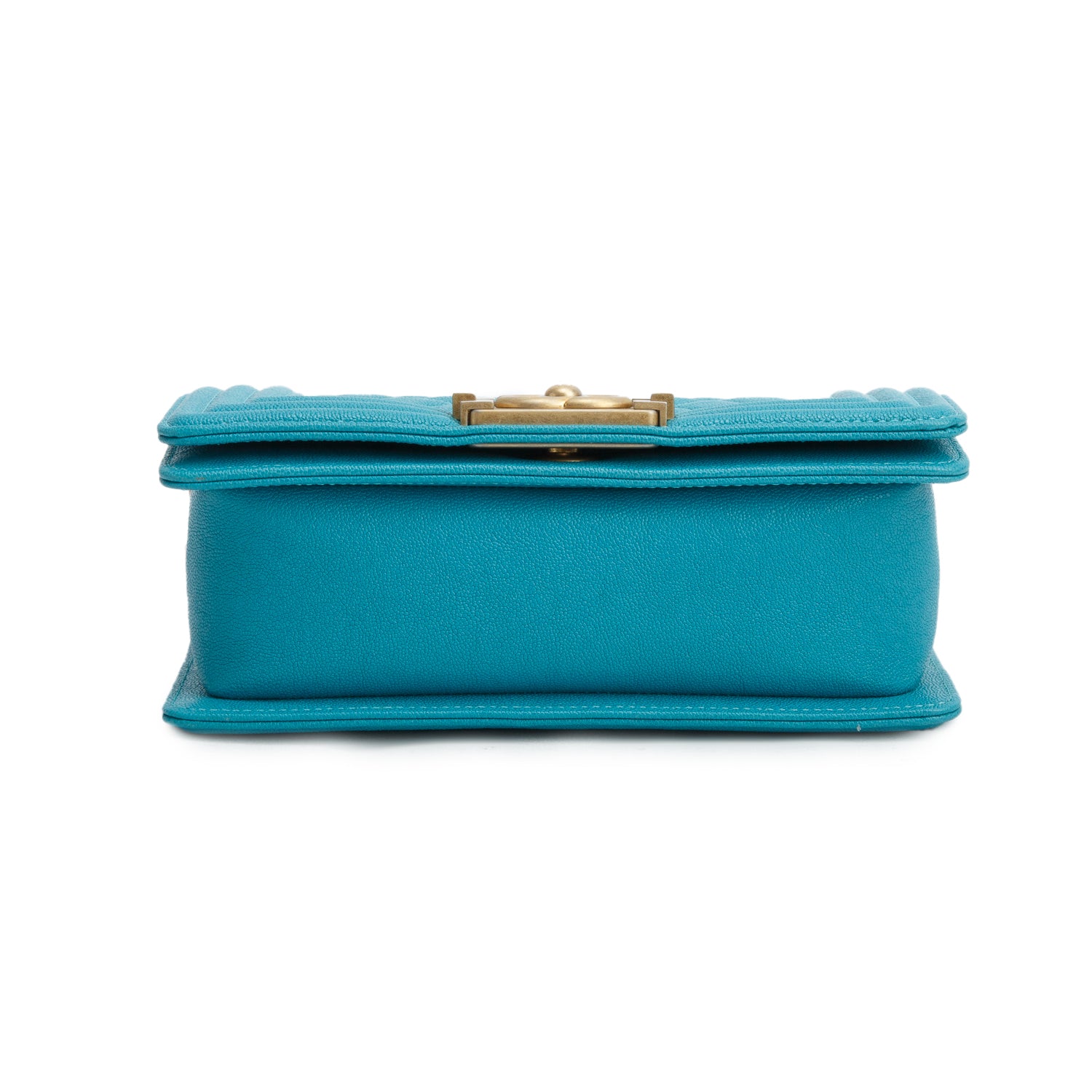 Chanel Teal Caviar Leather Small Boy Bag w/ Authenticity Card