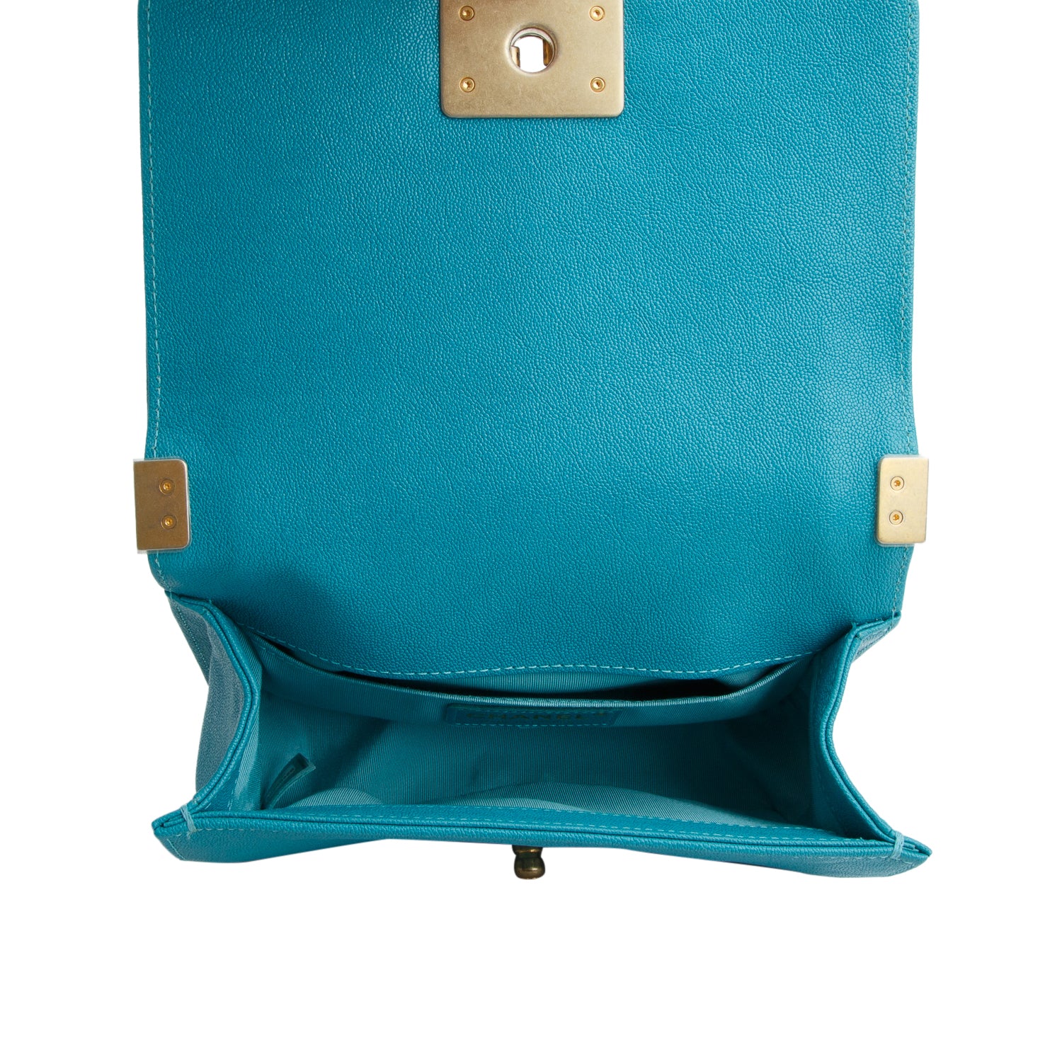 Chanel Teal Caviar Leather Small Boy Bag w/ Authenticity Card