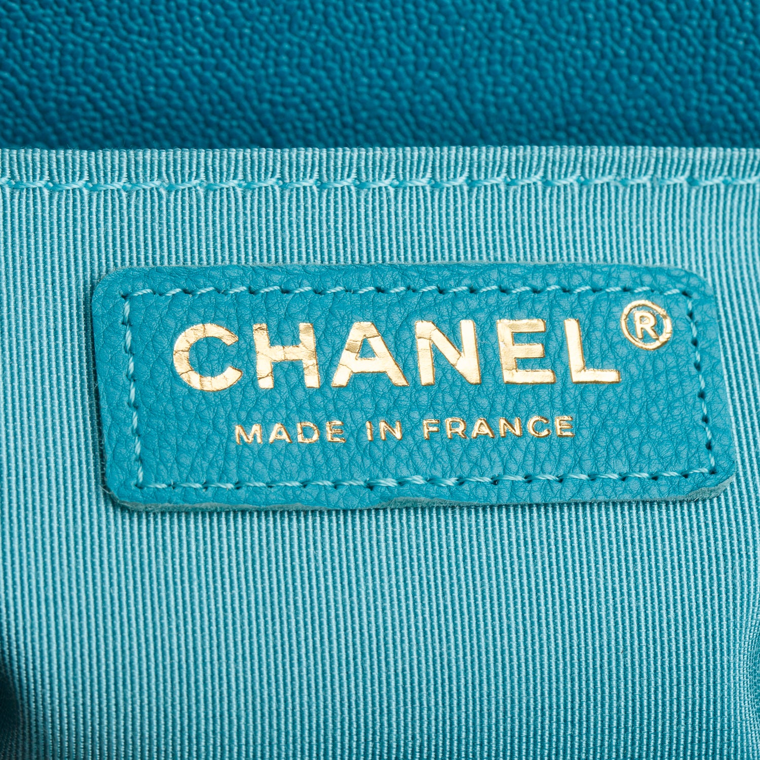 Chanel Teal Caviar Leather Small Boy Bag w/ Authenticity Card