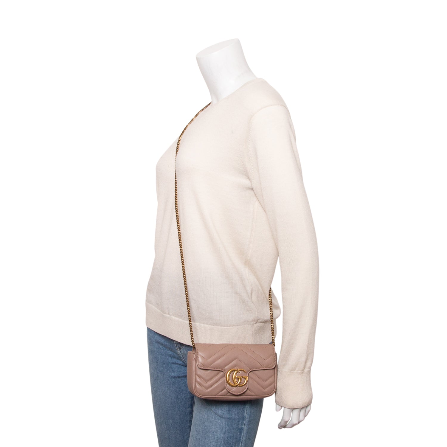 Gucci Pink GG Marmont Matelasse Leather Super Mini Bag w/ Box