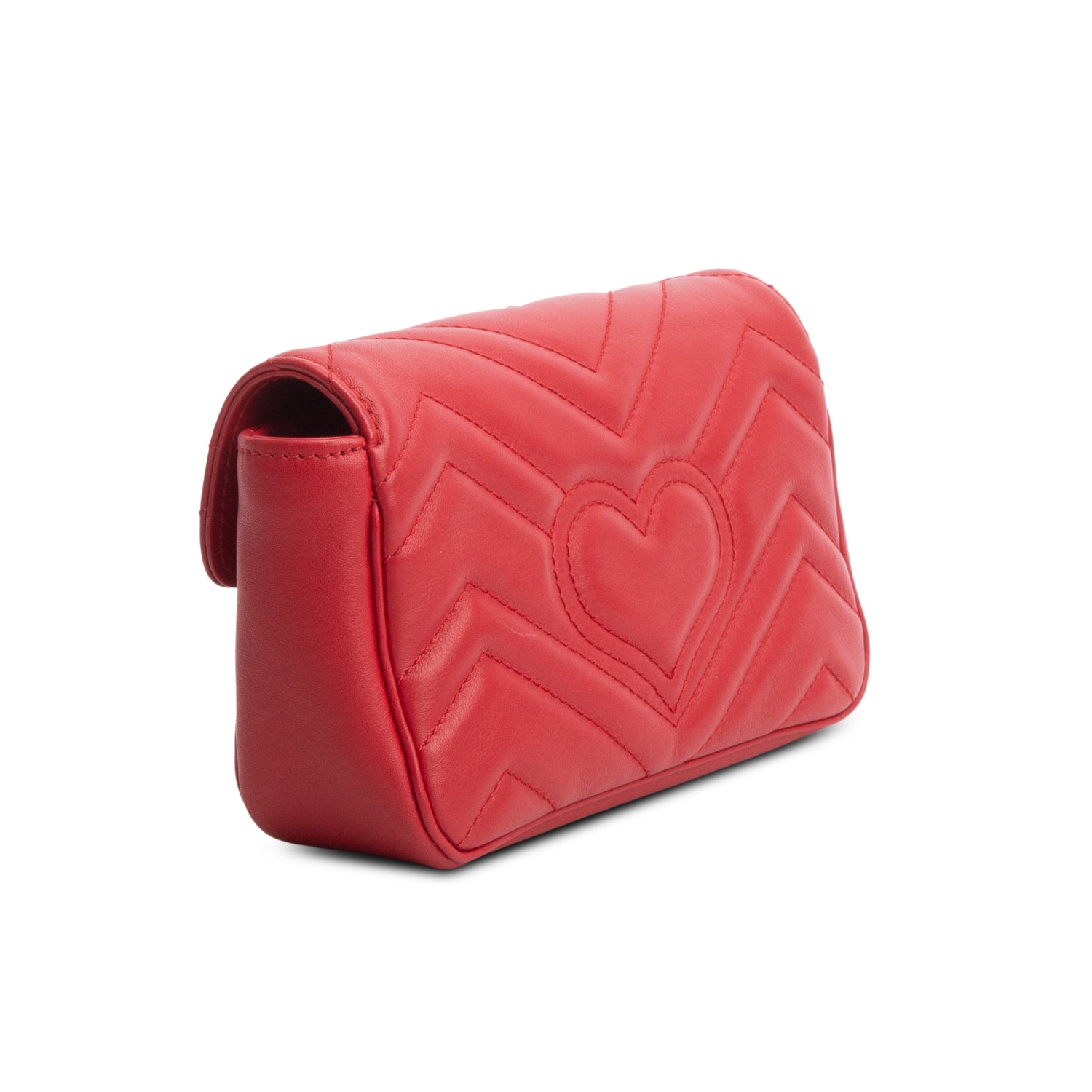 Gucci Red GG Marmont Matelasse Leather Super Mini Bag w/ Box