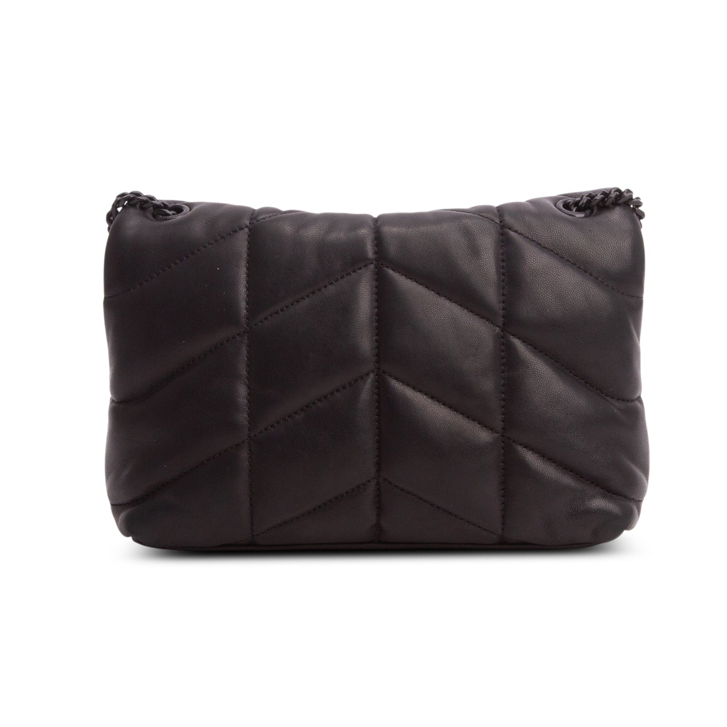 Saint Laurent 2023 Lambskin Quilted Toy Loulou Puffer Monogram Monochrome Chain Satchel