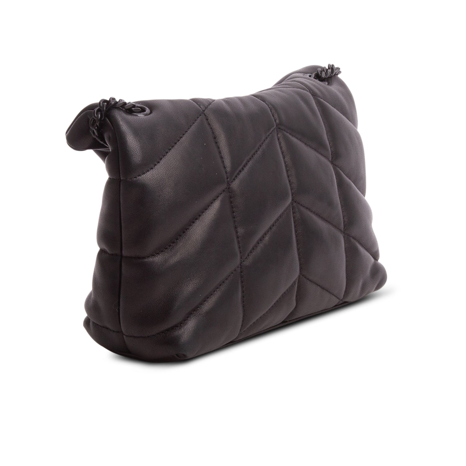Saint Laurent 2023 Lambskin Quilted Toy Loulou Puffer Monogram Monochrome Chain Satchel