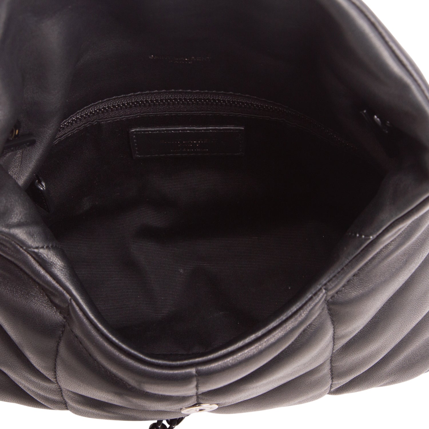 Saint Laurent 2023 Lambskin Quilted Toy Loulou Puffer Monogram Monochrome Chain Satchel