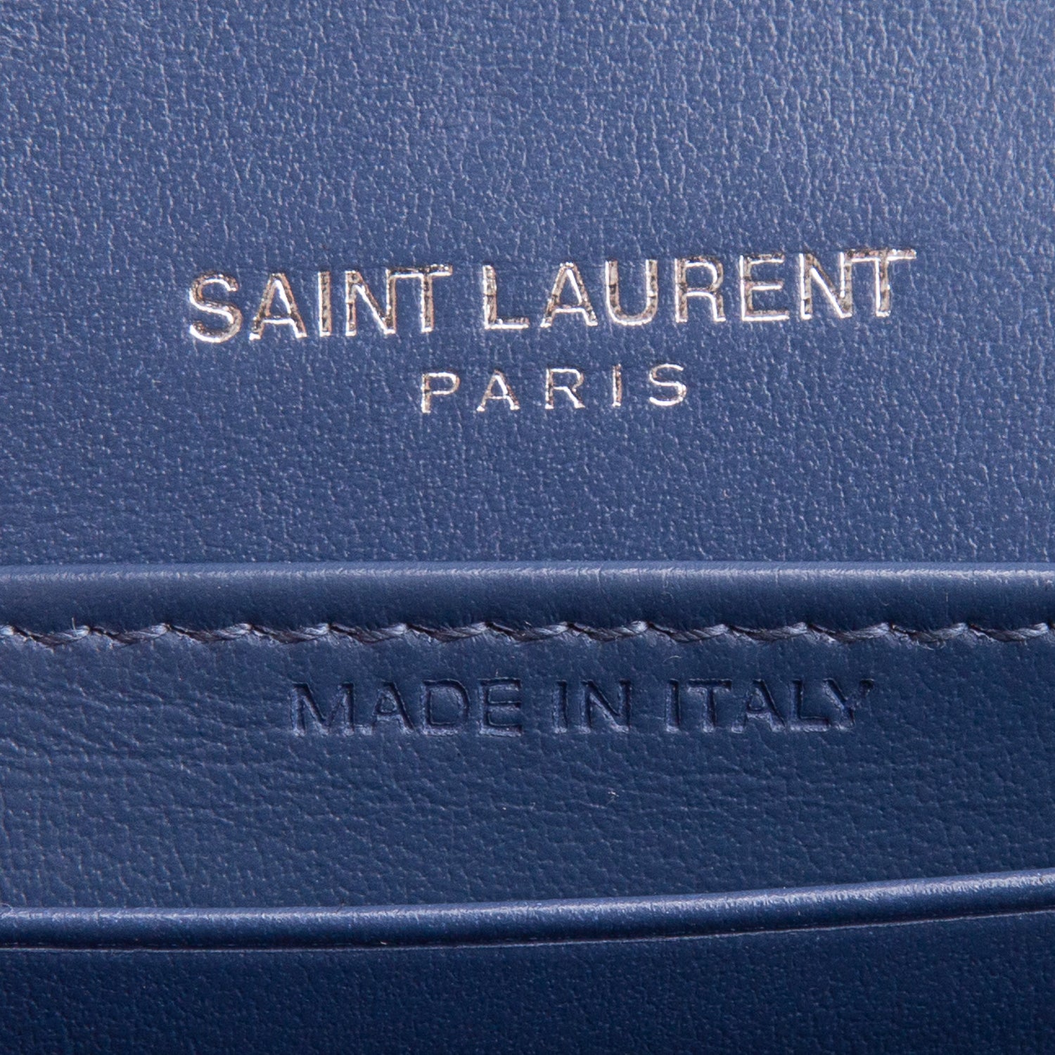 Saint Laurent Blue Crocodile Embossed Sunset Chain Wallet