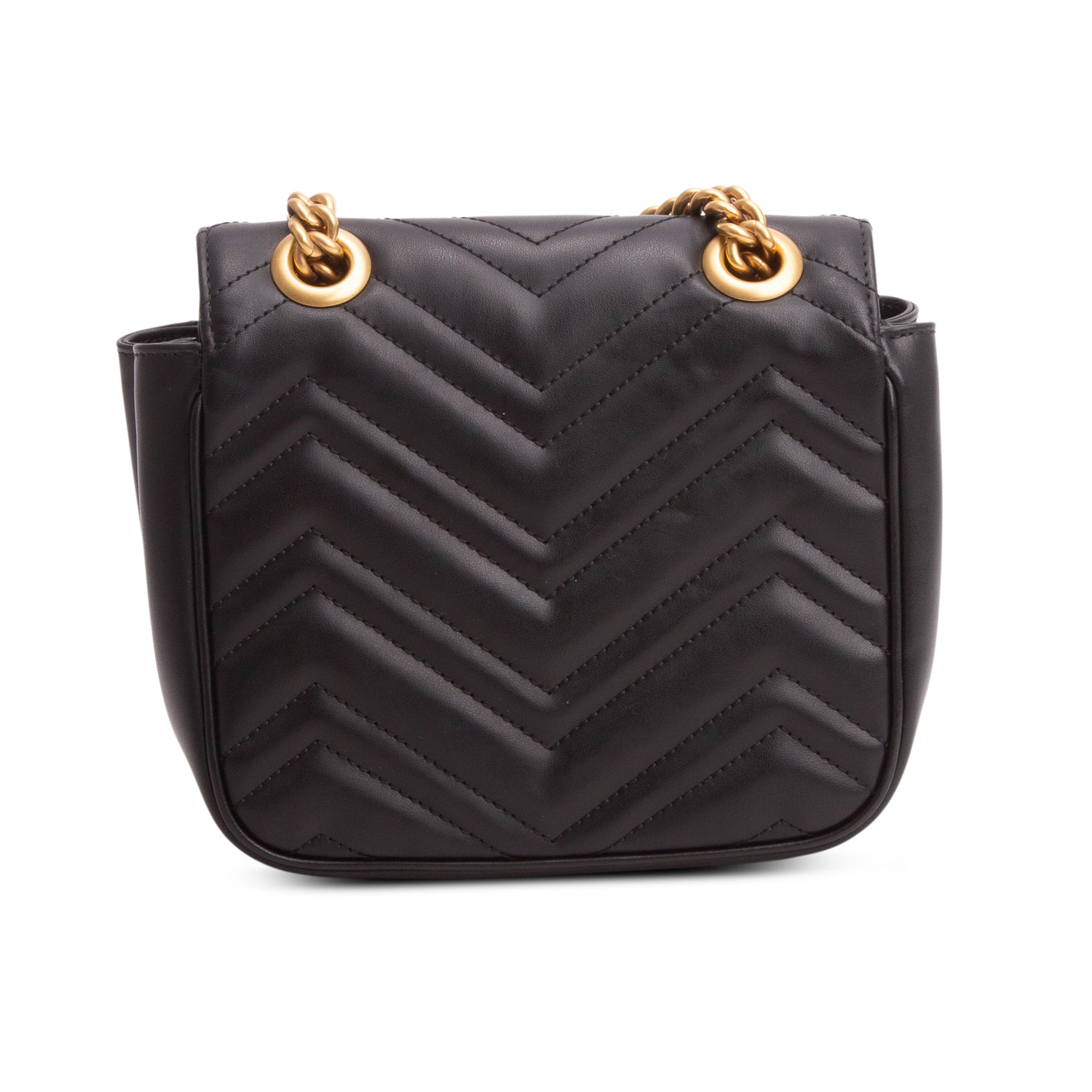 Gucci Black Calfskin Matelasse Mini GG Marmont Square Shoulder Bag