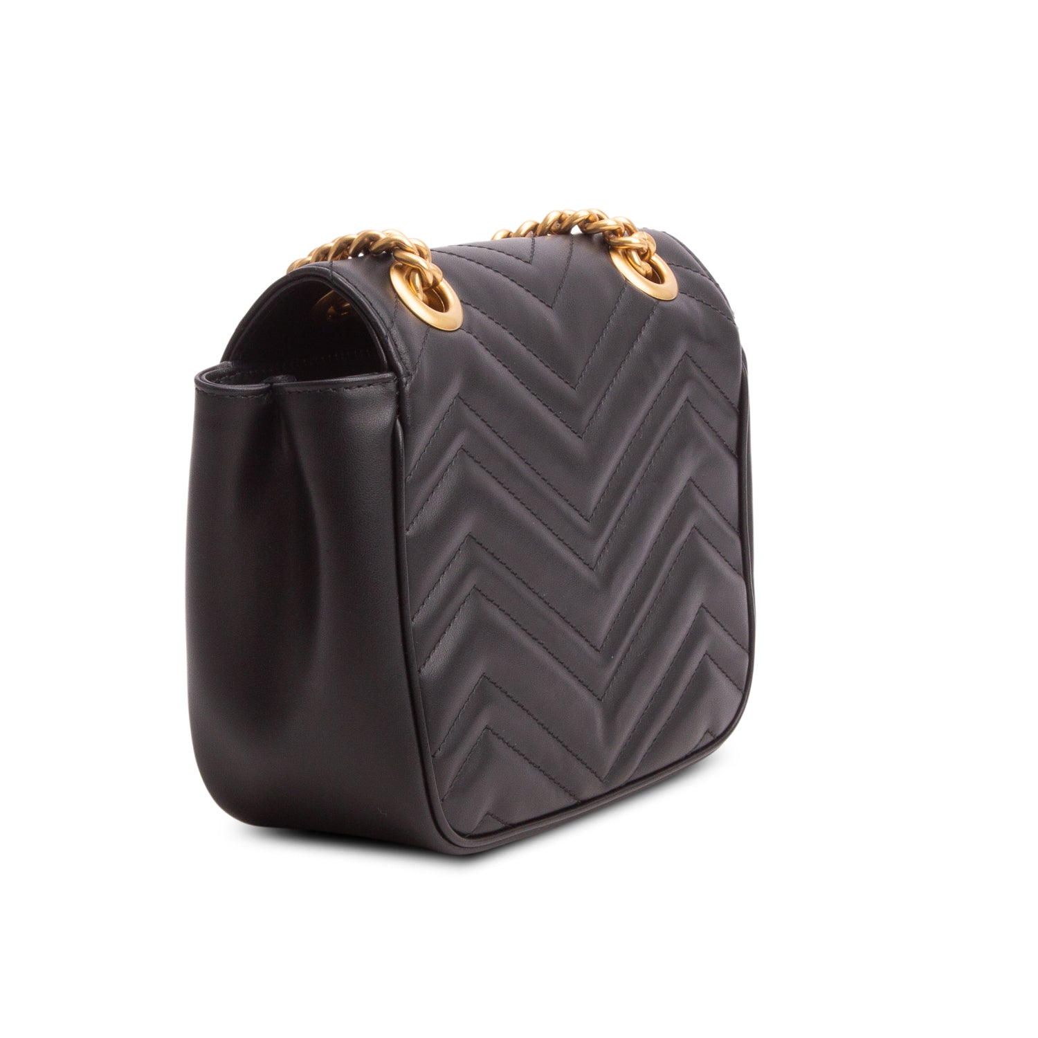 Gucci Black Calfskin Matelasse Mini GG Marmont Square Shoulder Bag