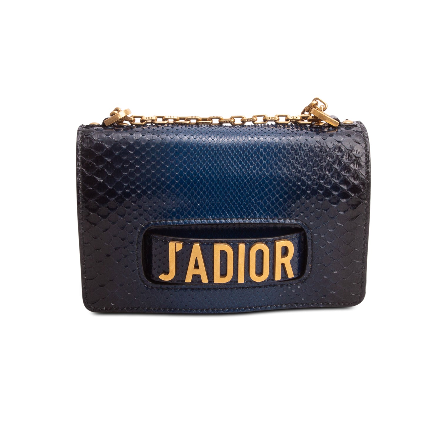 Christian Dior Navy Python Medium J'adior Chain Flap Bag