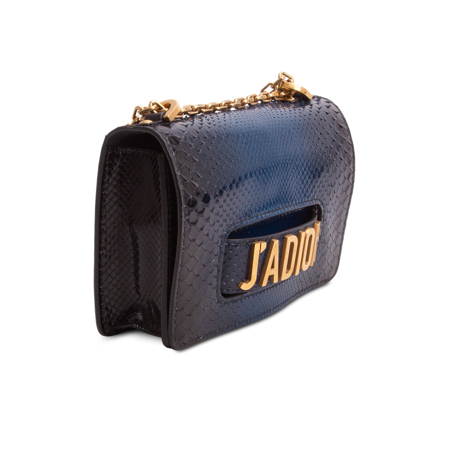 Christian Dior Navy Python Medium J'adior Chain Flap Bag
