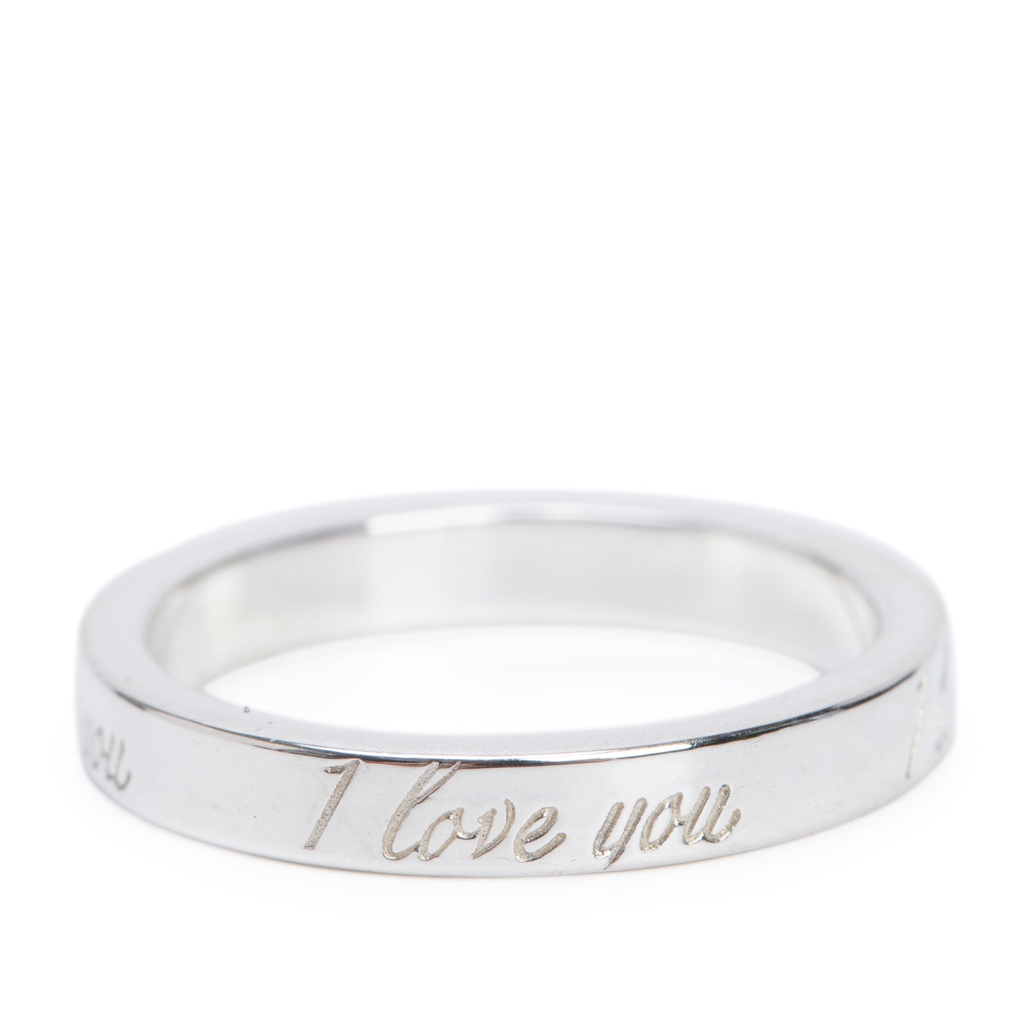 Tiffany & Co. Sterling Silver Notes "I Love You" Ring, Size 4.75