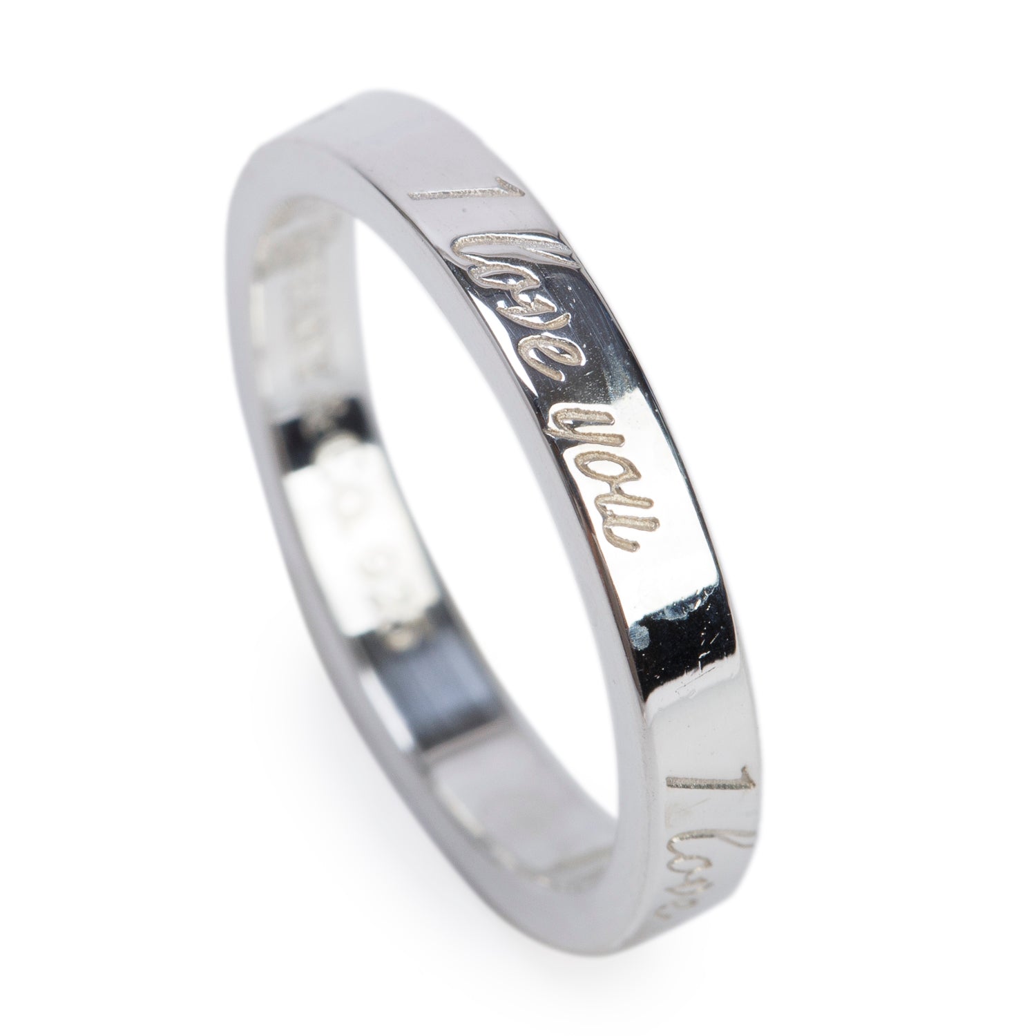 Tiffany & Co. Sterling Silver Notes "I Love You" Ring, Size 4.75