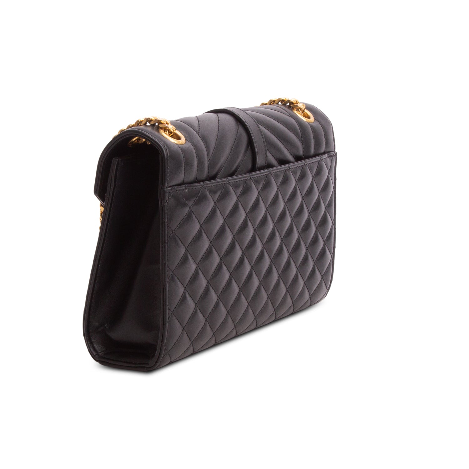 Saint Laurent 2021 Black Lambskin Matelasse Medium Triquilt Monogram Satchel