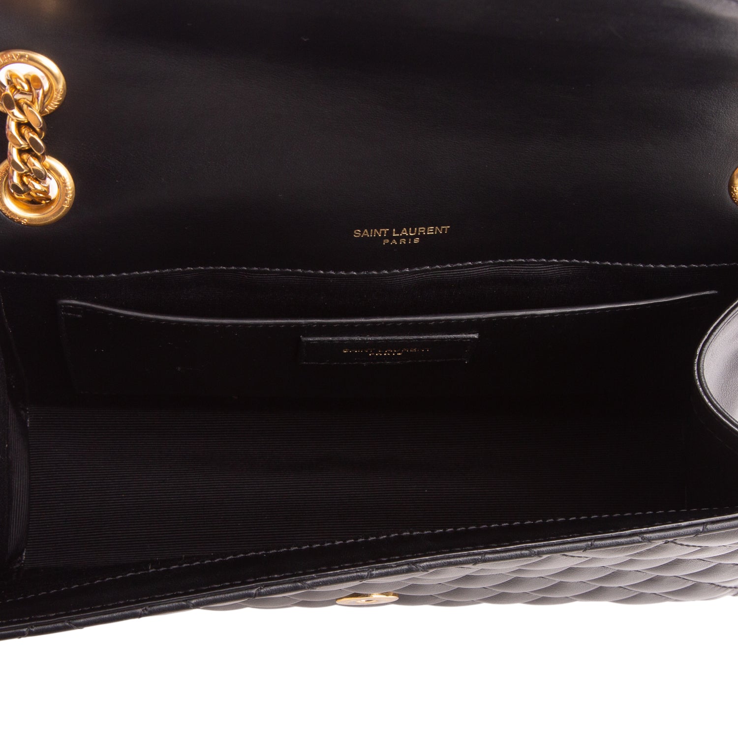 Saint Laurent 2021 Black Lambskin Matelasse Medium Triquilt Monogram Satchel