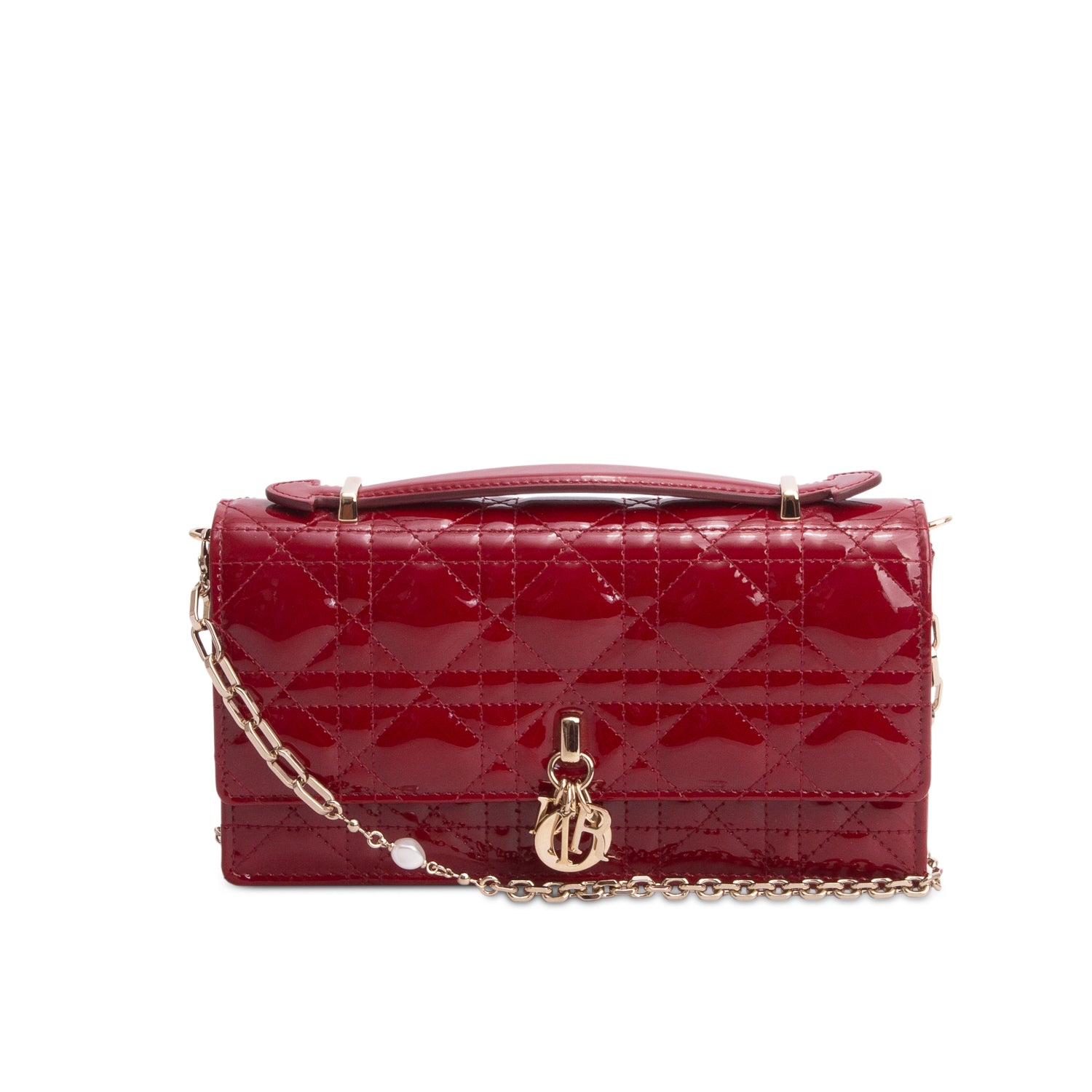 Christian Dior 2025 Red Patent Leather Cannage Mini My Dior Bag w/ Box & Chain