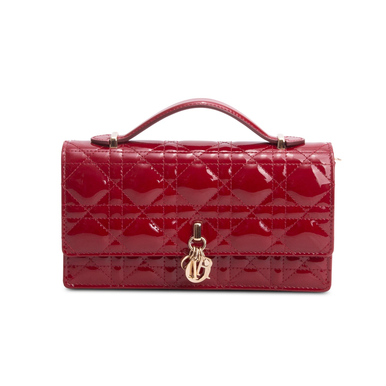 Christian Dior 2025 Red Patent Leather Cannage Mini My Dior Bag w/ Box & Chain