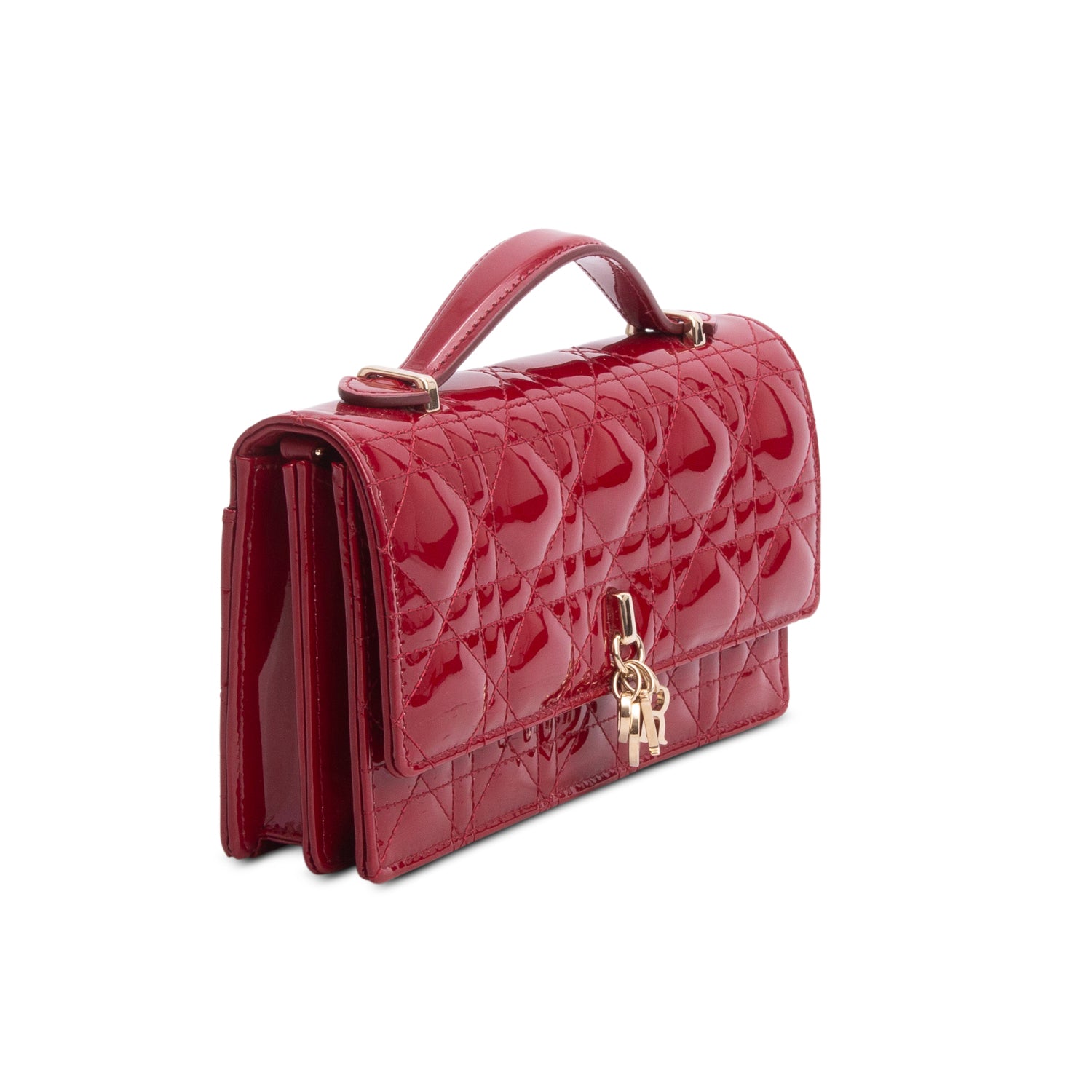 Christian Dior 2025 Red Patent Leather Cannage Mini My Dior Bag w/ Box & Chain