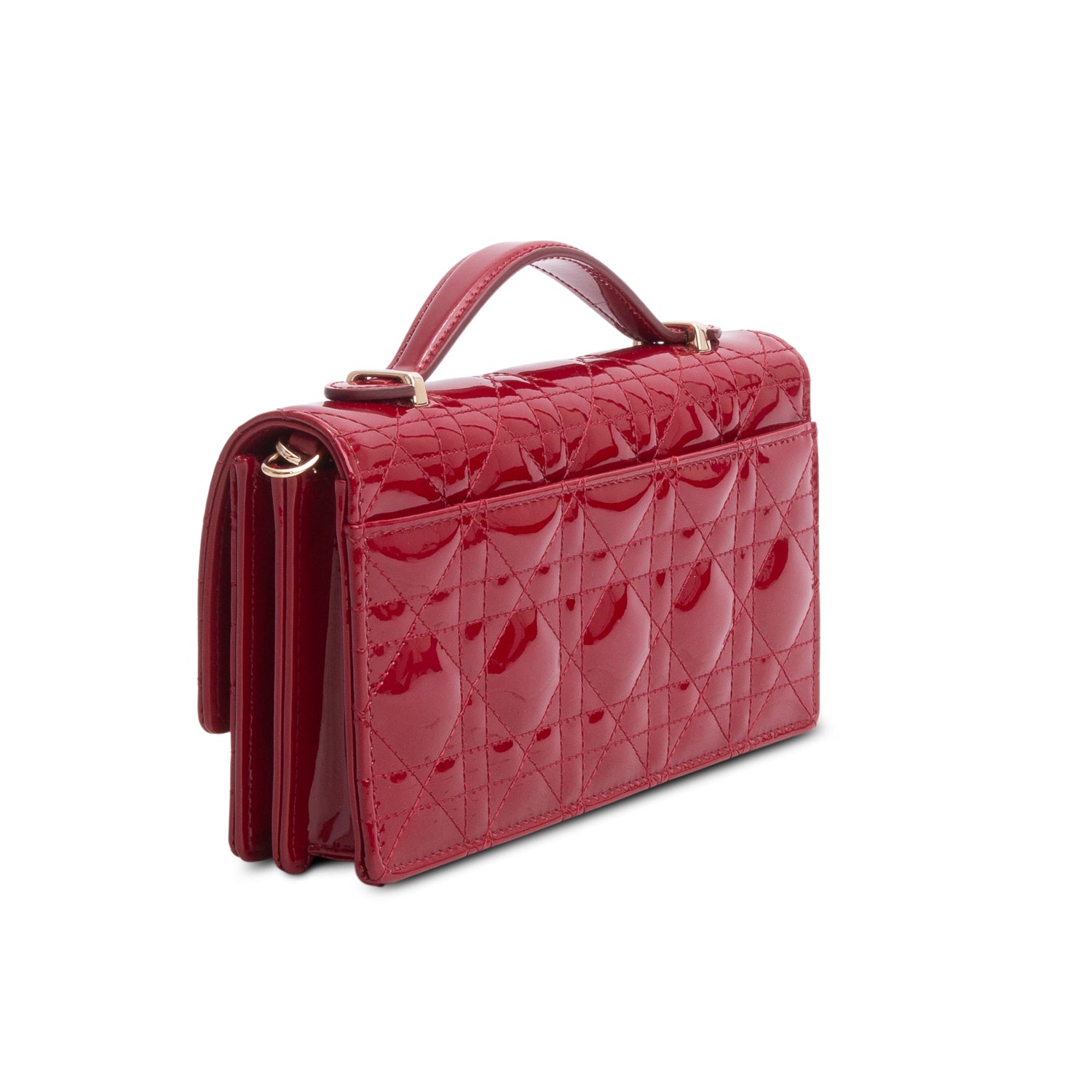 Christian Dior 2025 Red Patent Leather Cannage Mini My Dior Bag w/ Box & Chain