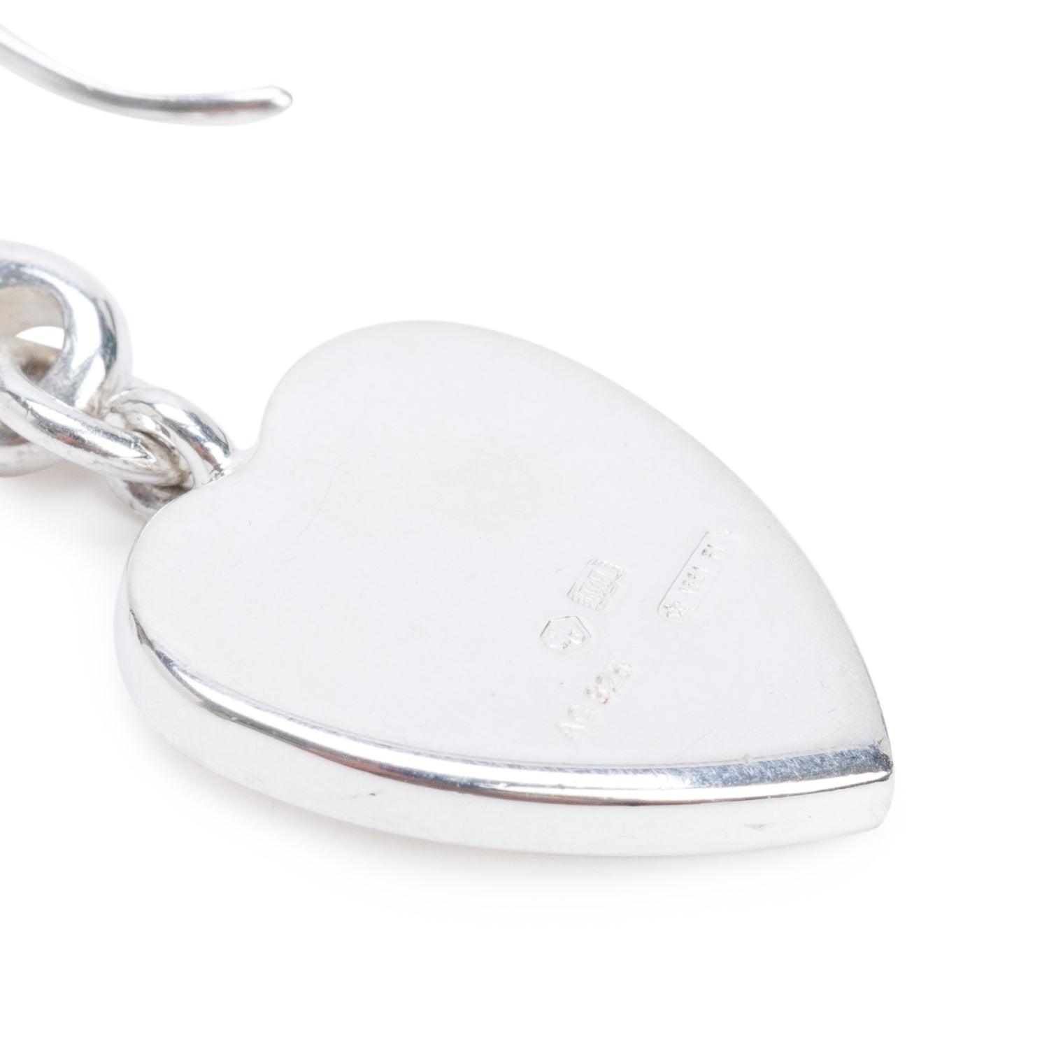 Gucci Sterling Silver Trademark Heart Drop Earrings