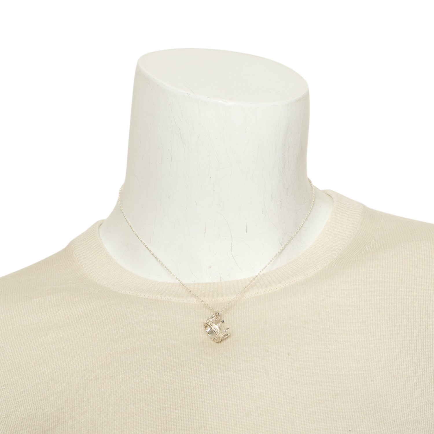Tiffany & Co. Sterling Silver Crown Charm Pendant Necklace