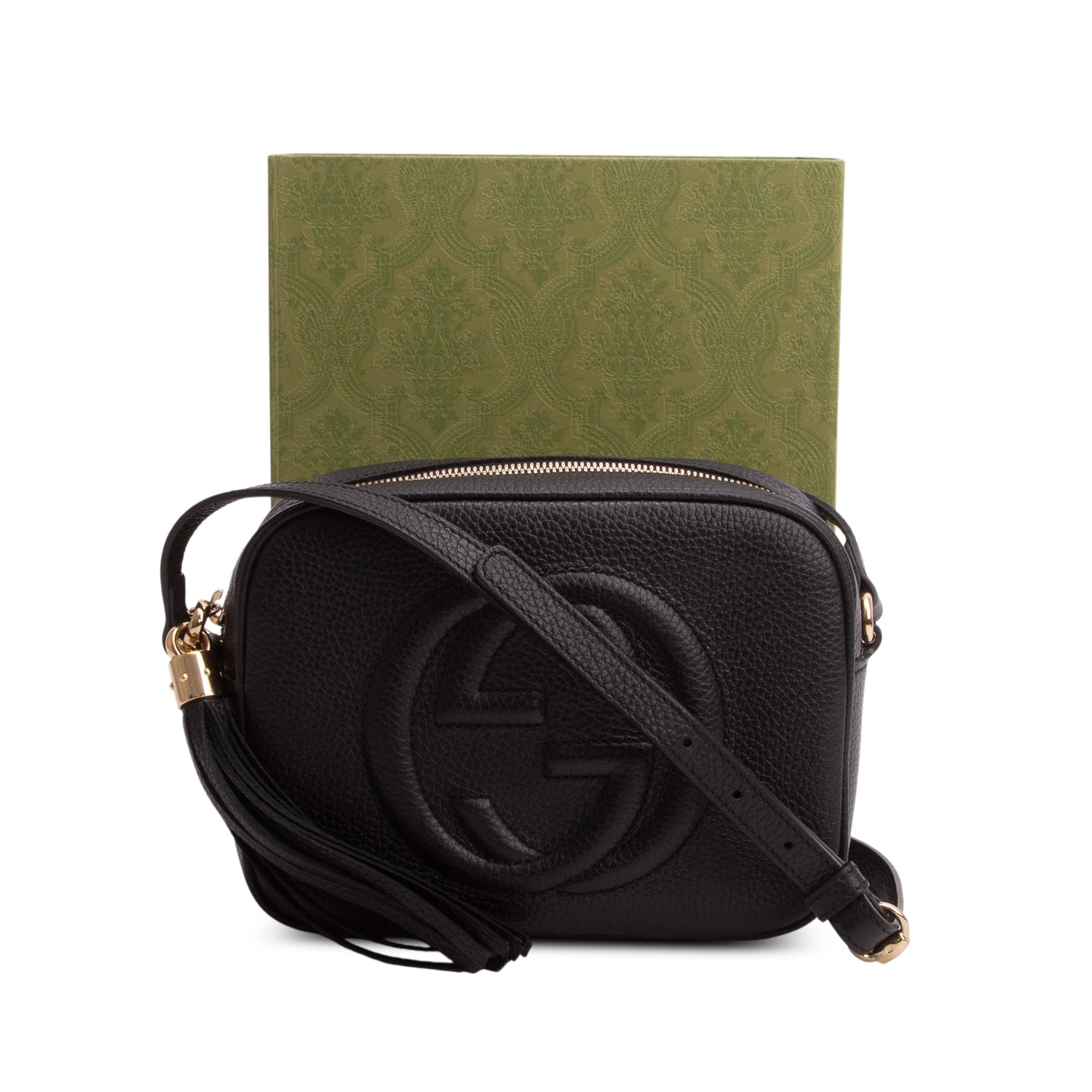 Gucci Black Pebbled Calfskin Leather Small Soho Disco Bag w/ Box