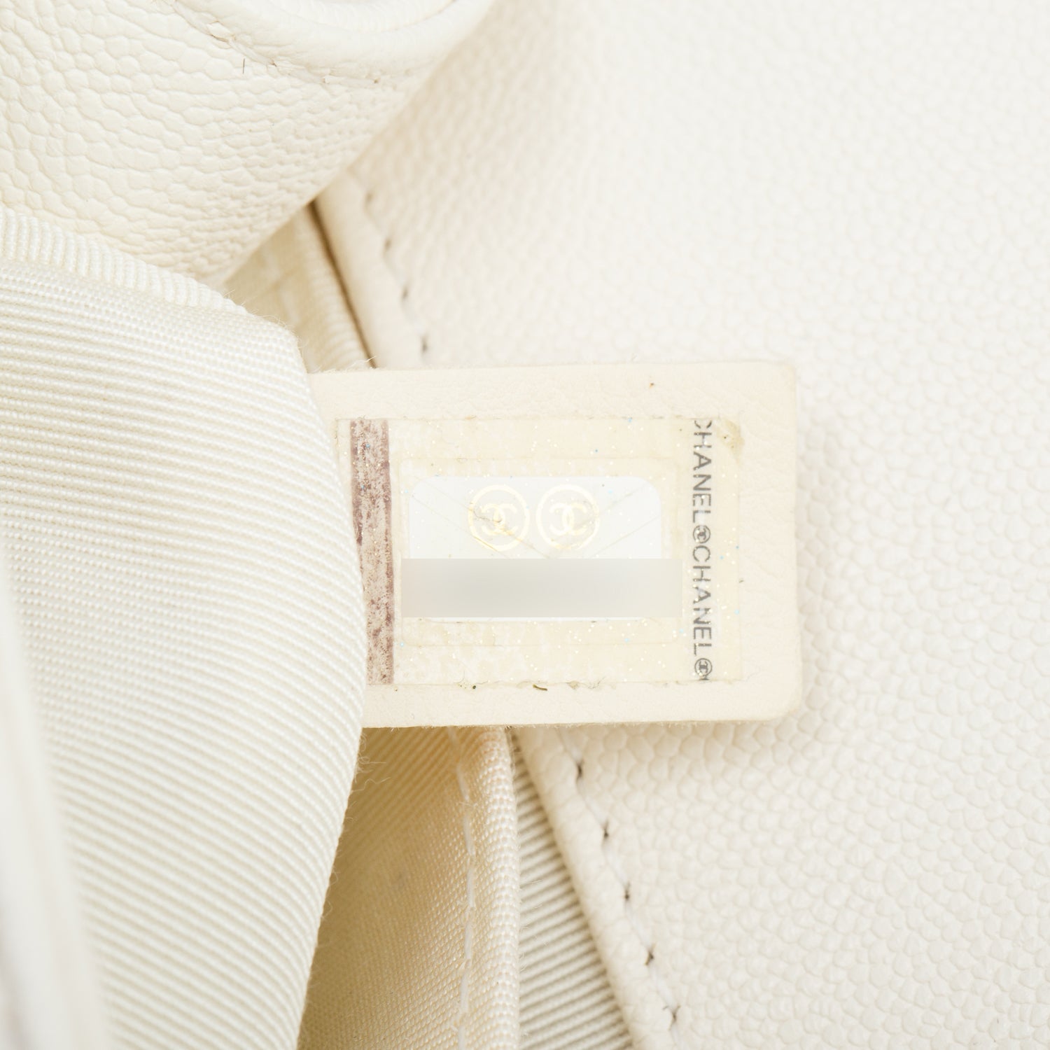 Chanel Cream Caviar Quilted Medium Boy Flap Bag w/ Authenticity Card
