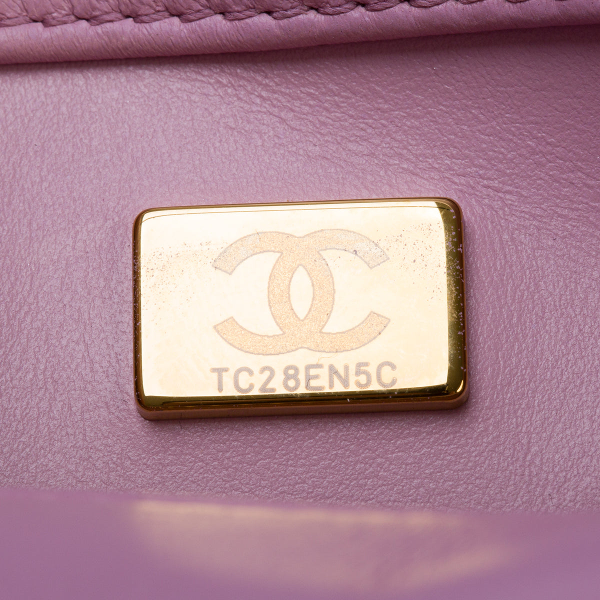 Chanel Pink Lambskin Quilted Crystal Logo Pearl Chain Flap w/ Box