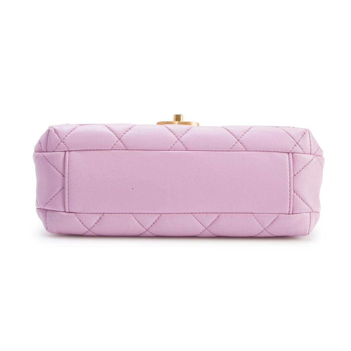 Chanel Pink Lambskin Quilted Crystal Logo Pearl Chain Flap w/ Box