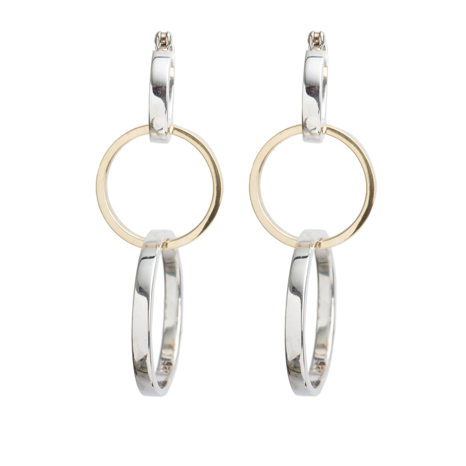 Tiffany & Co. Paloma Picasso Sterling Silver & 18k Yellow Gold Triple Circle Drop Earrings w/ Box
