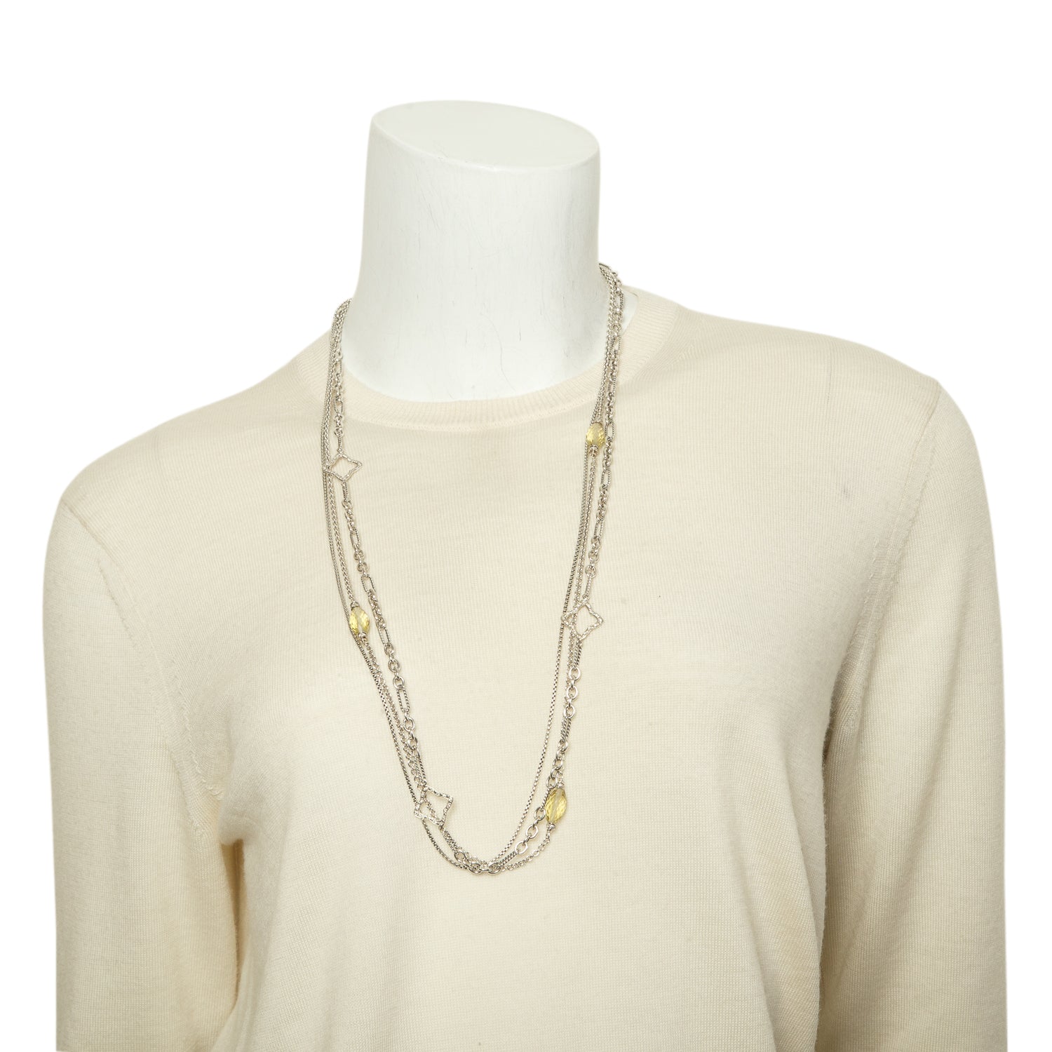 David Yurman Sterling Silver Citrine & Diamond Quatrefoil Multi-Strand Necklace