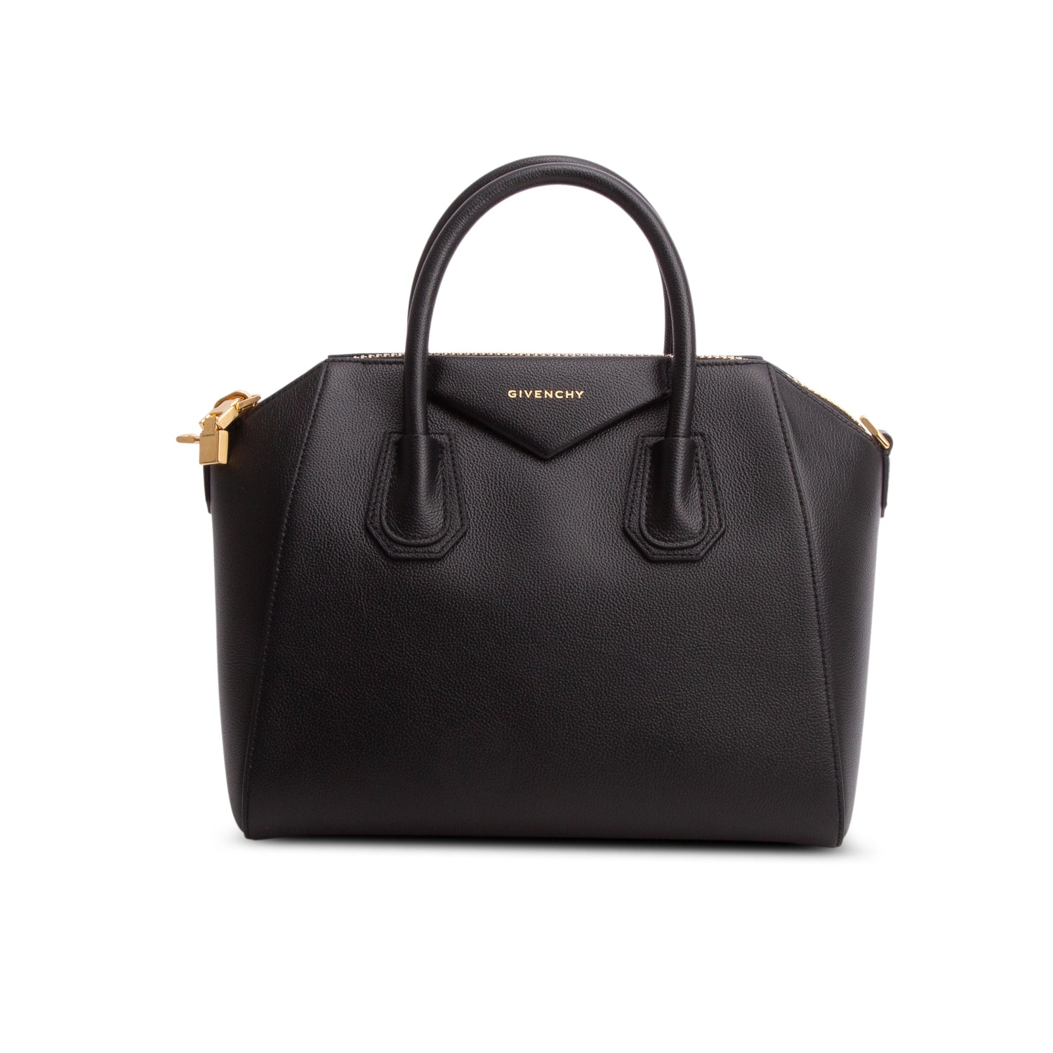 Givenchy 2023 Black Sugar Goatskin Leather Small Antigona w/ Strap