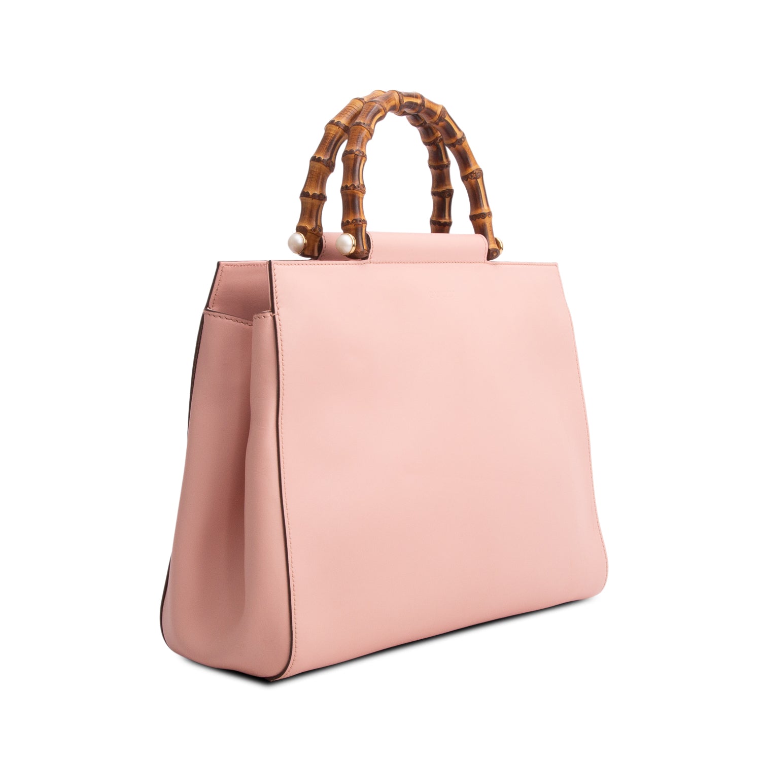 Gucci Pink Nappa Bamboo Medium Nymphaea Top Handle Bag