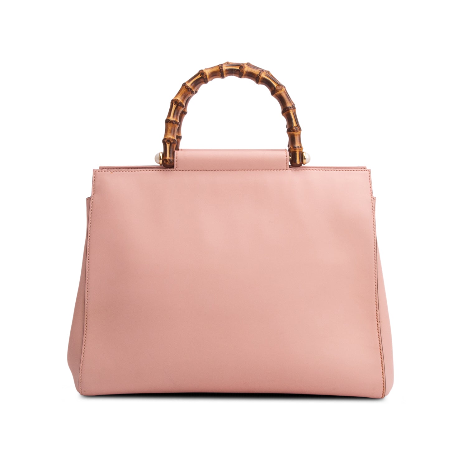 Gucci Pink Nappa Bamboo Medium Nymphaea Top Handle Bag