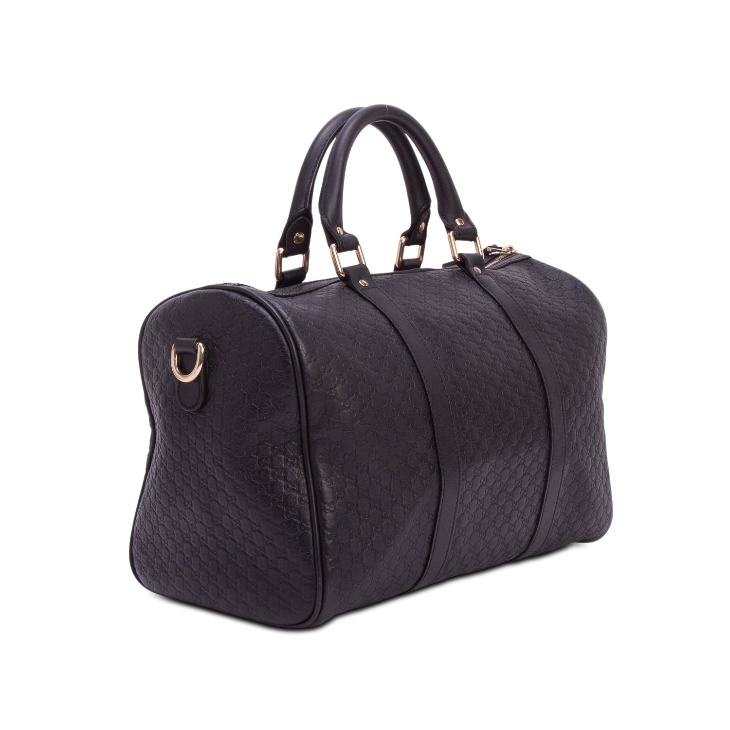 Gucci Black Micro GG Signature Leather Medium Joy Boston Bag w/ Strap