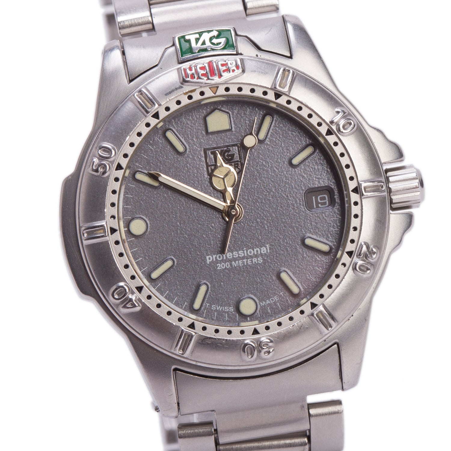 Tag Heuer Stainless Steel Professional 4000 Series 34 MM Quartz Watch Grey Dial 999.213K