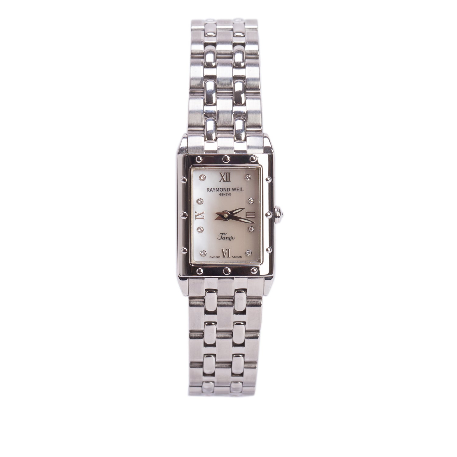 Raymond Weil Stainless Steel Tango Quartz Watch Mother of Pearl Diamond Dial 5971