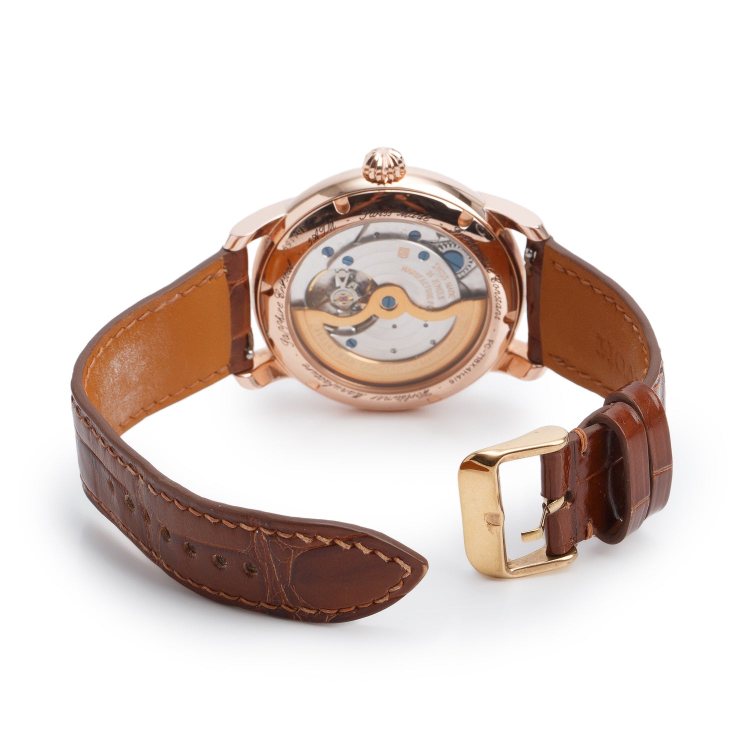 Frederique Constant Rose Gold Plated Stainless Steel Manufacture Worldtimer 42 MM Automatic Watch Brown Dial