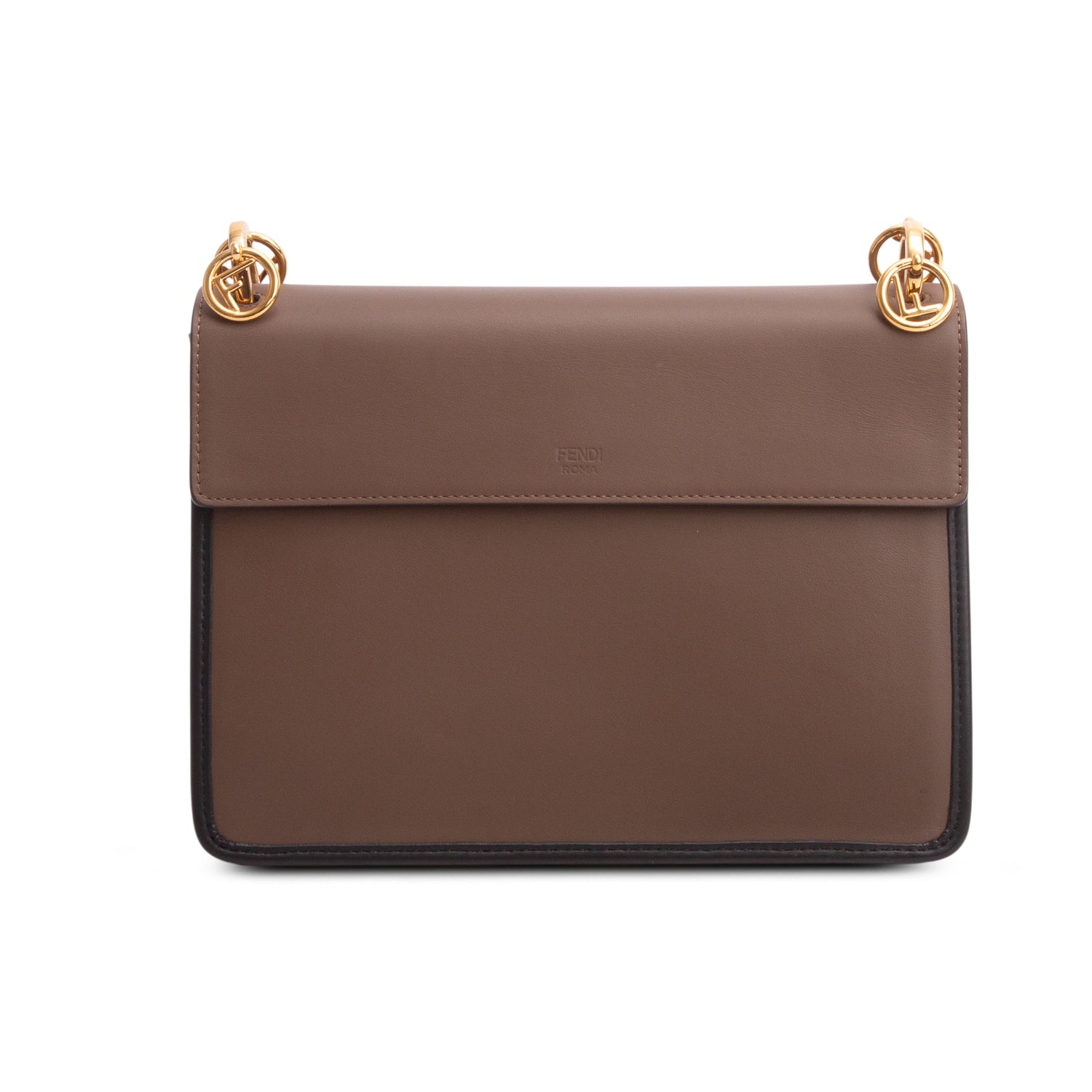 Fendi Brown Vitello Century F is Fendi Bi-Color FF 1974 Embossed Kan I Shoulder Bag w/ Straps