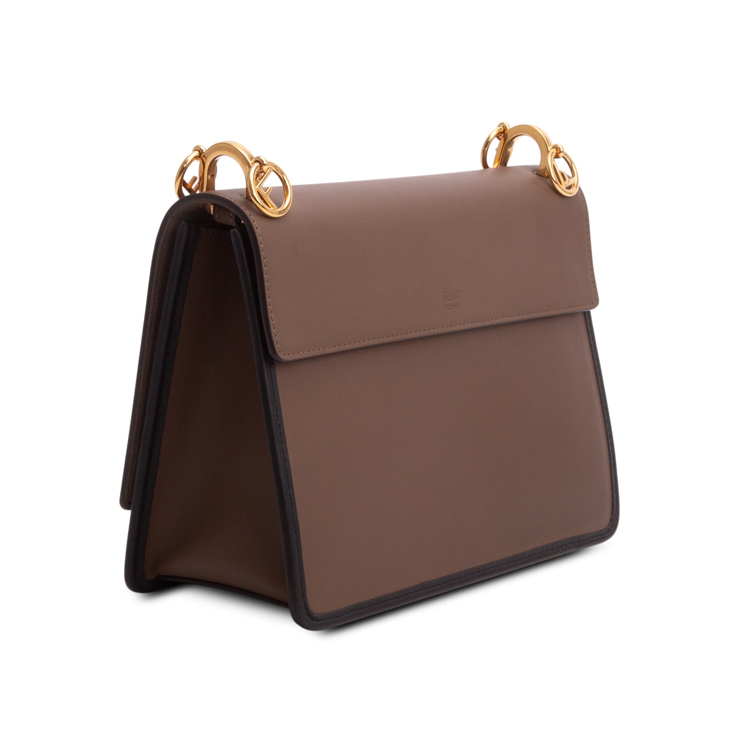 Fendi Brown Vitello Century F is Fendi Bi-Color FF 1974 Embossed Kan I Shoulder Bag w/ Straps