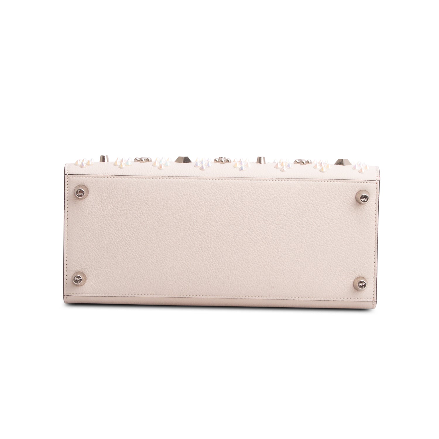 Christian Louboutin Cream Grained Calfskin Spikes Loubinthesky Medium Paloma w/ Strap