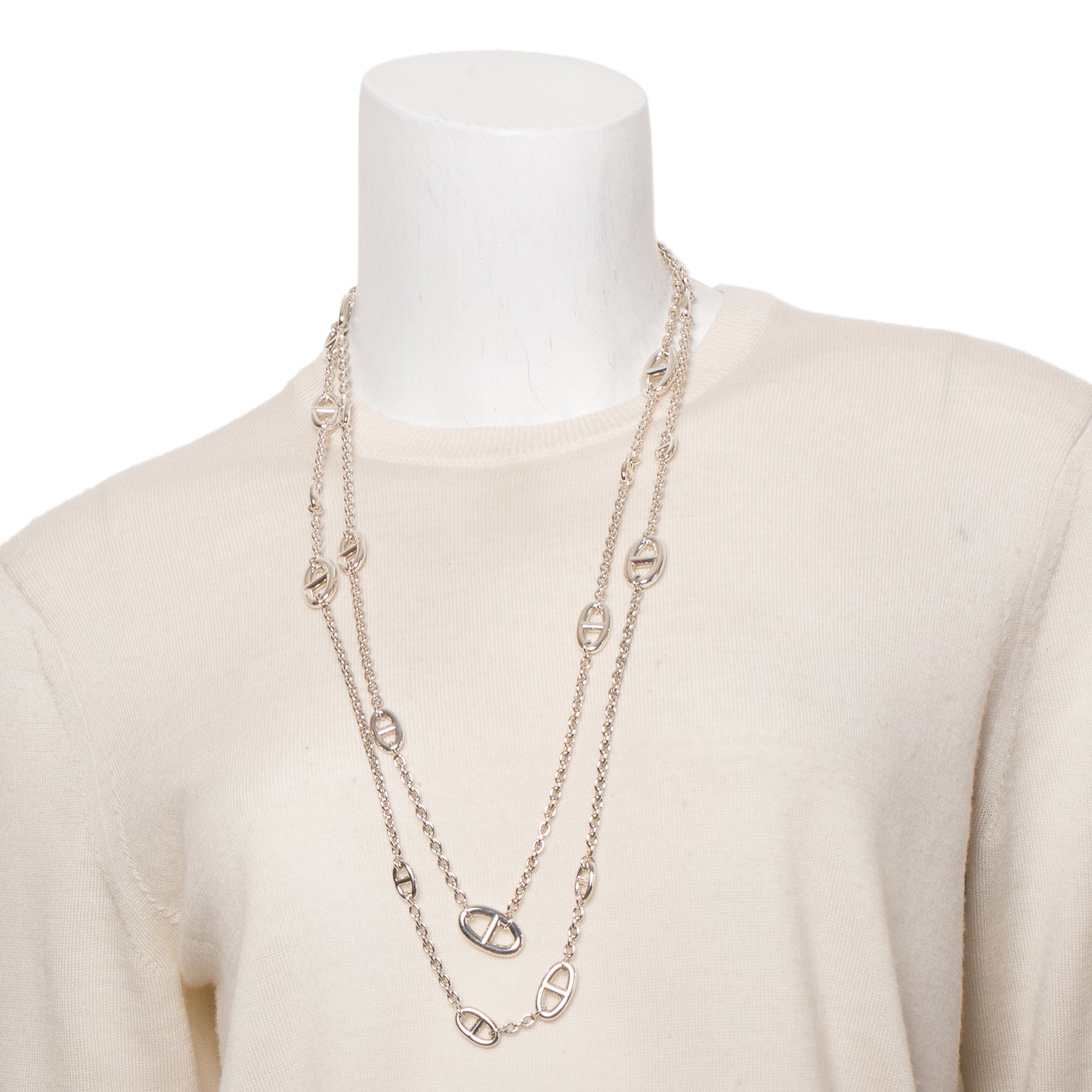 Hermes Sterling Silver Farandole Long Necklace 160