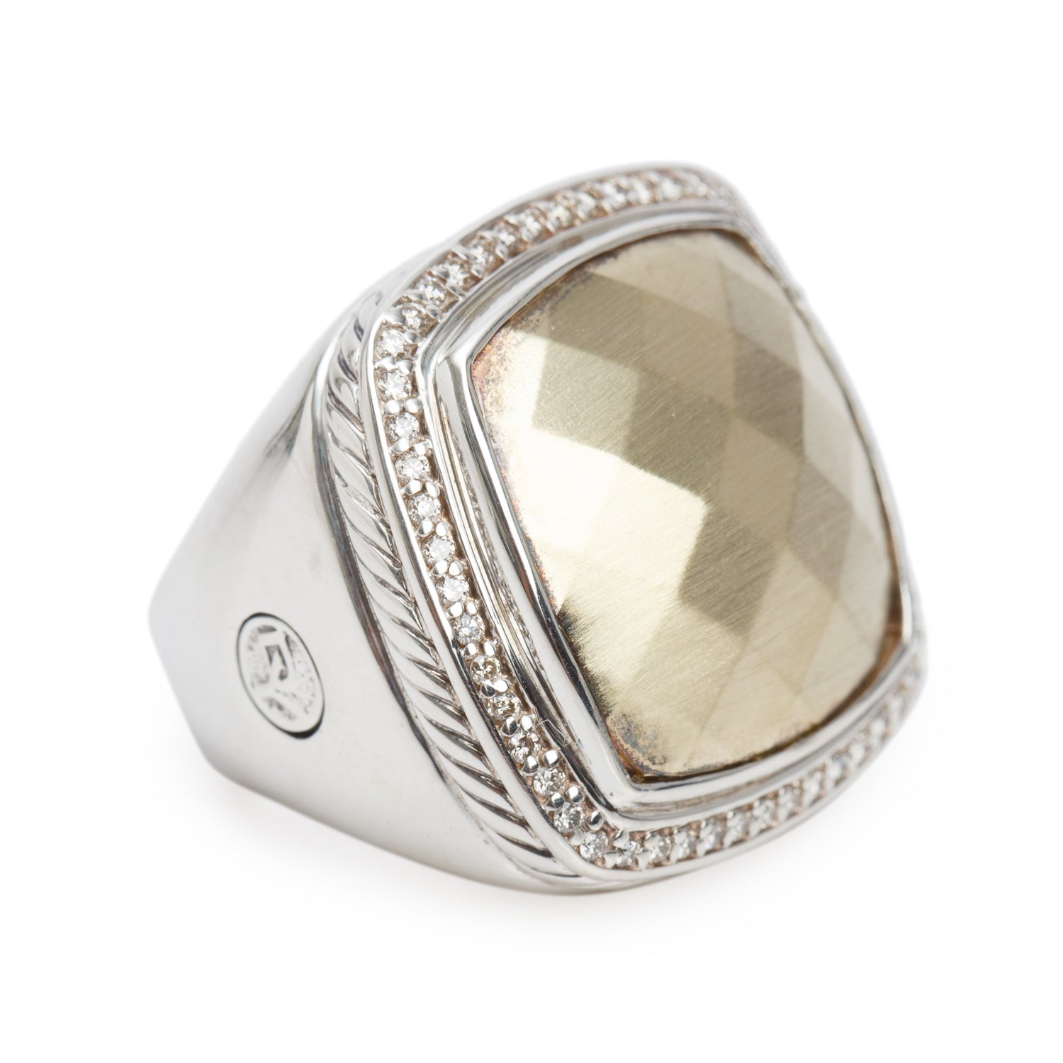 David Yurman Sterling Silver & 1/4 18k Yellow Gold Diamond Albion Ring, Size 6