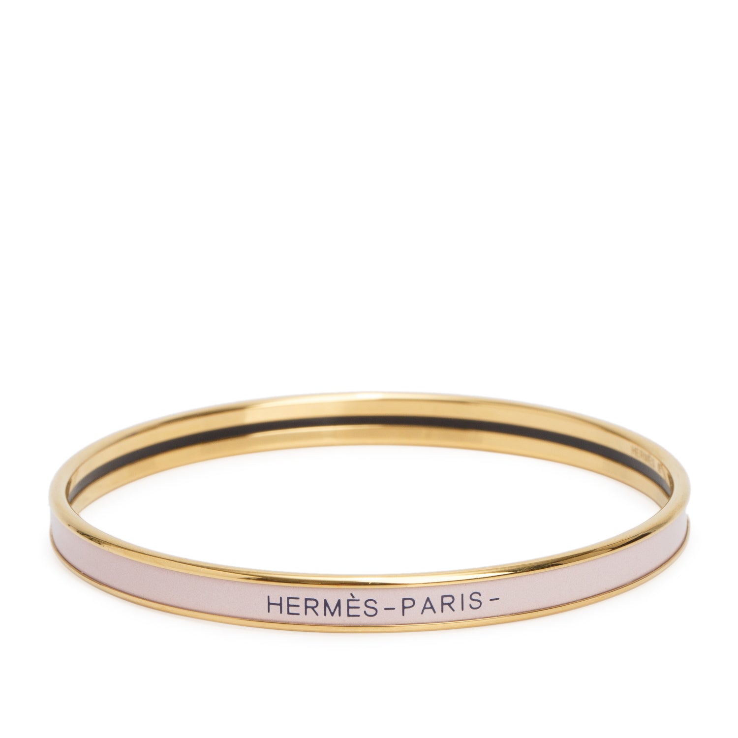 Hermes 2026 Gold-Plated Pink Enamel Uni Bangle w/ Box & Receipt