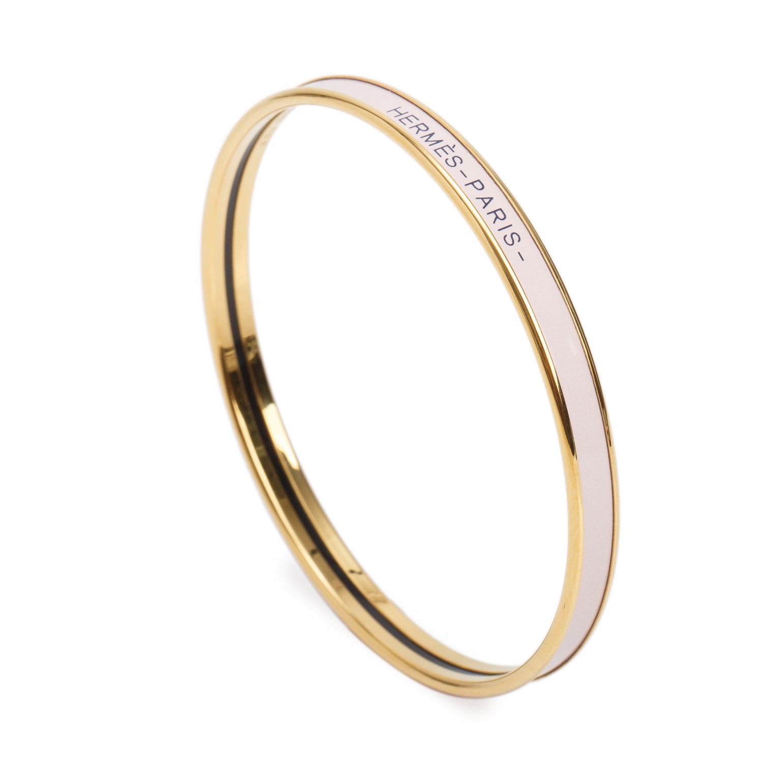 Hermes 2026 Gold-Plated Pink Enamel Uni Bangle w/ Box & Receipt