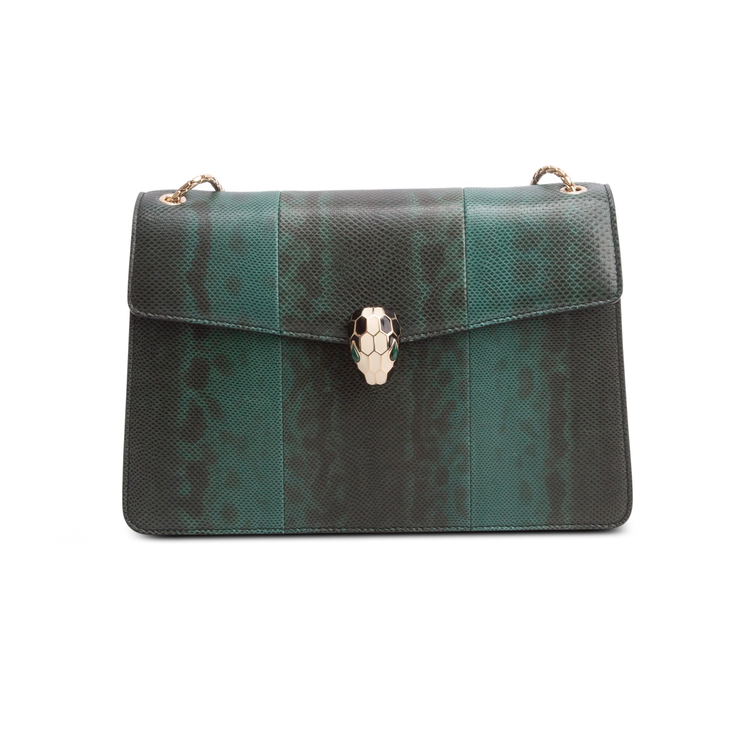 Bulgari Green Karung Serpenti Forever Medium Shoulder Bag