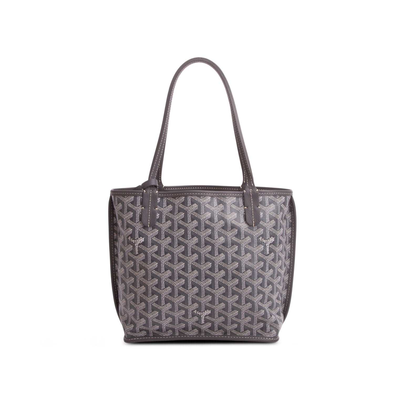 Goyard 2023 Grey Goyardine Reversible Mini Anjou w/ Pouch