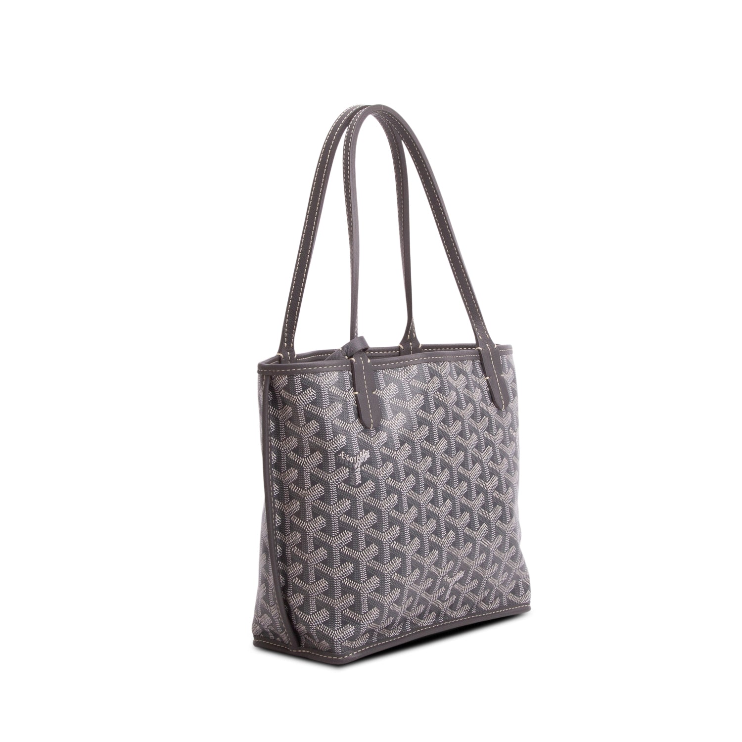 Goyard 2023 Grey Goyardine Reversible Mini Anjou w/ Pouch